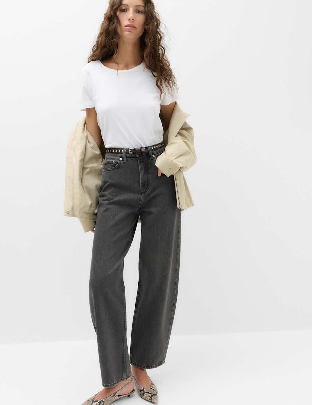 Marks & Spencer M&S High Waisted Balloon Leg Jeans Black Mix