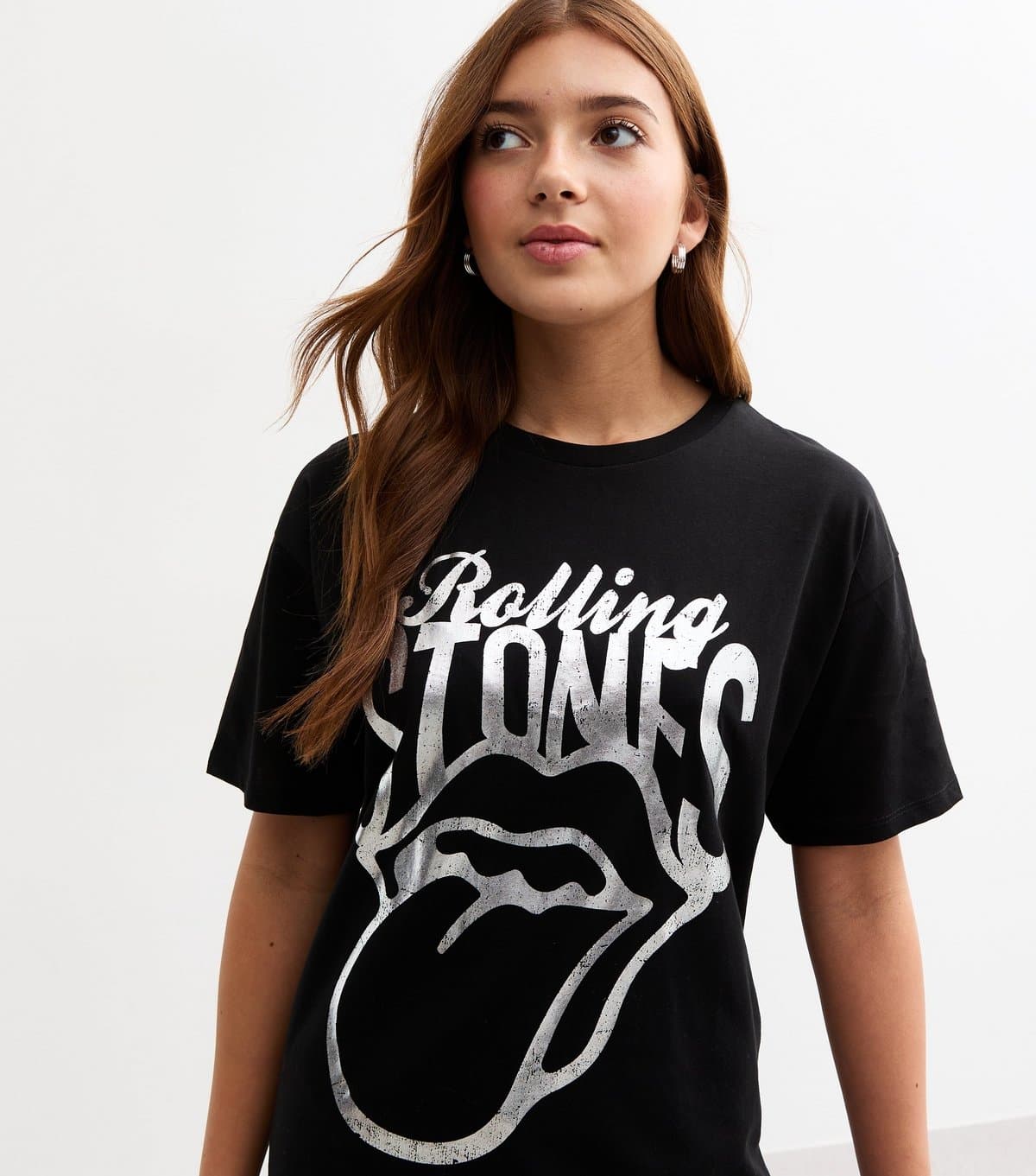 New Look Girls' Black Rolling Stones Print T-Shirt New Look