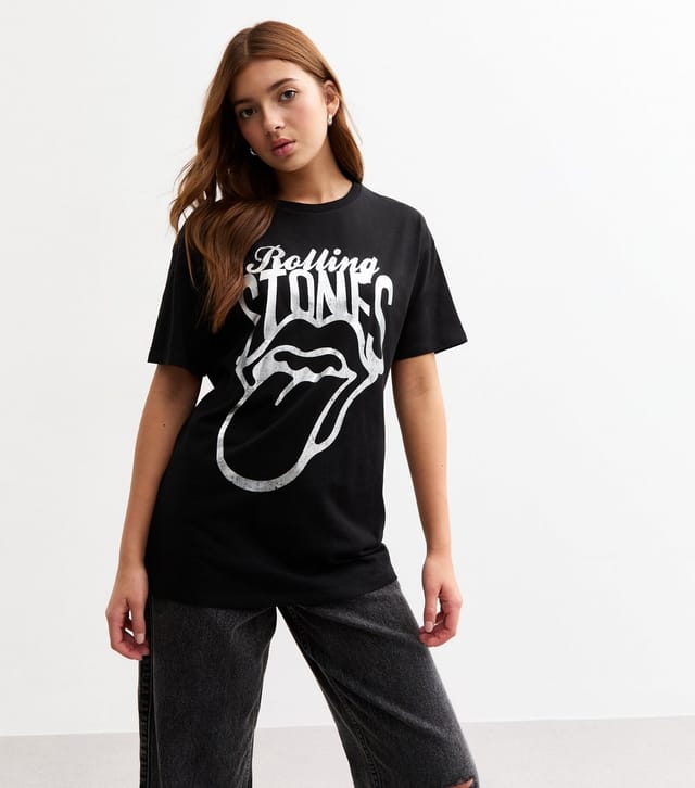 New Look Girls' Black Rolling Stones Print T-Shirt New Look - 2
