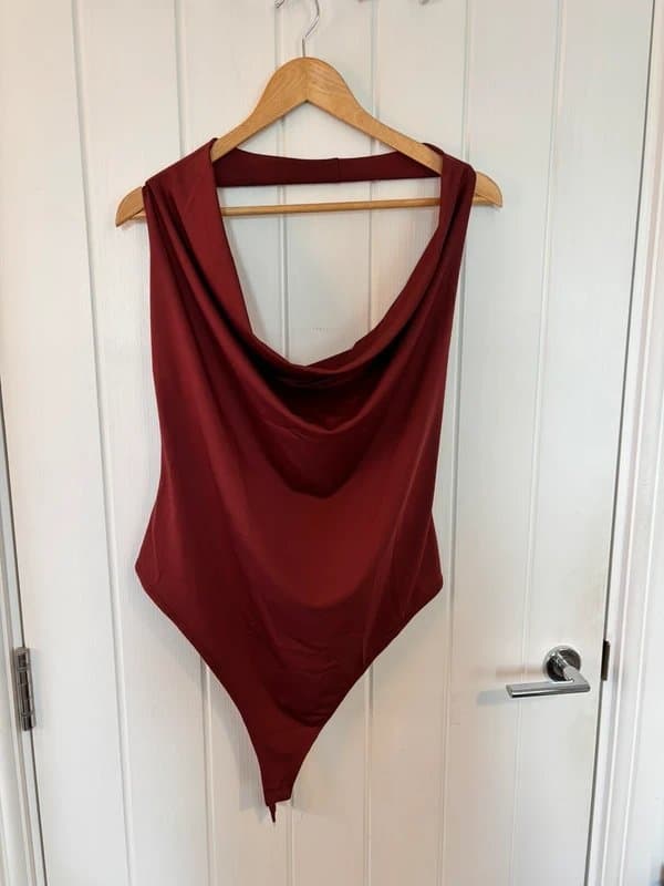New Look Burgundy Halter Bodysuit Size 18 New Look