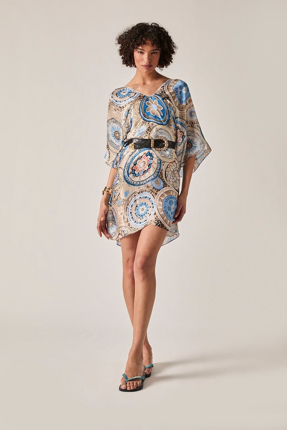 James Lakeland James Lakeland Women's Beige Mandala Print Kaftan