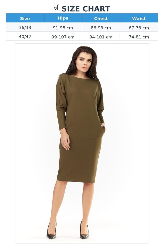 Love Lace Love Lace Women's Long Sleeve Simple Slip Pocket Dress in Green - 2