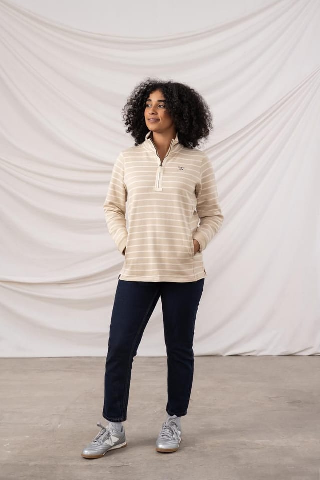 Lighthouse Clothing Lighthouse Clothing Women's Shore Sweatshirt Cotton Funnel Neck Jersey in Cream - 2