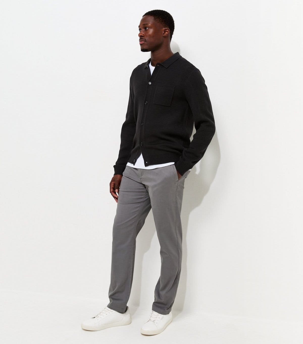 New Look Men's Light Grey Cotton Rich Slim Fit Chino Trousers