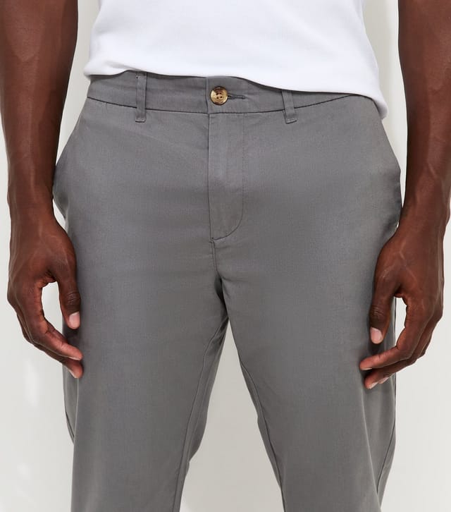 New Look Men's Light Grey Cotton Rich Slim Fit Chino Trousers New Look - 2
