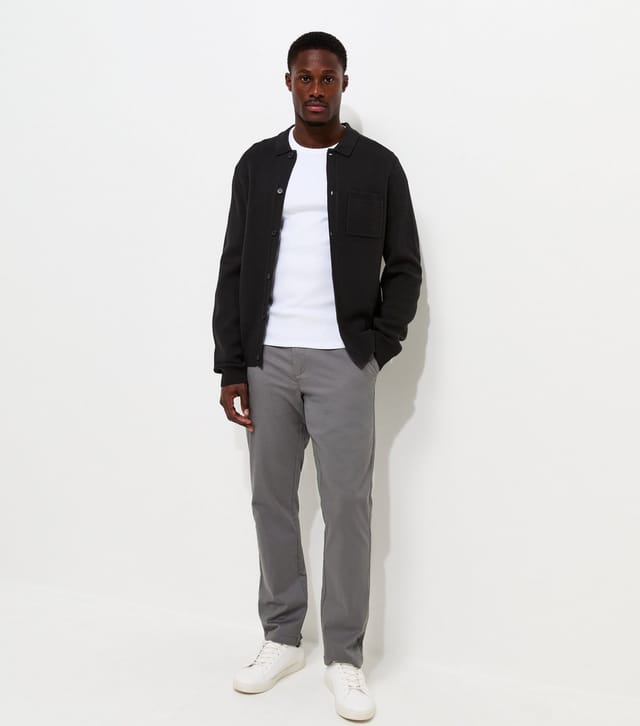 New Look Men's Light Grey Cotton Rich Slim Fit Chino Trousers New Look - 3