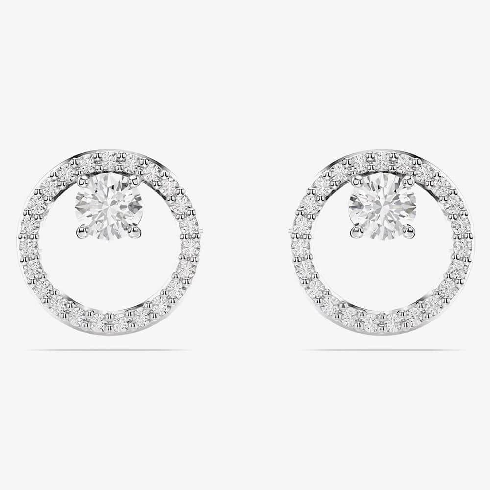Swarovski Swarovski Women's Constella Rhodium Tone Plated Circle Stud Earrings 5692262 in Silver