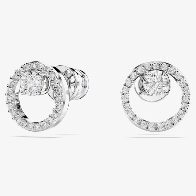 Swarovski Swarovski Women's Constella Rhodium Tone Plated Circle Stud Earrings 5692262 in Silver - 2