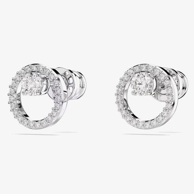 Swarovski Swarovski Women's Constella Rhodium Tone Plated Circle Stud Earrings 5692262 in Silver - 3