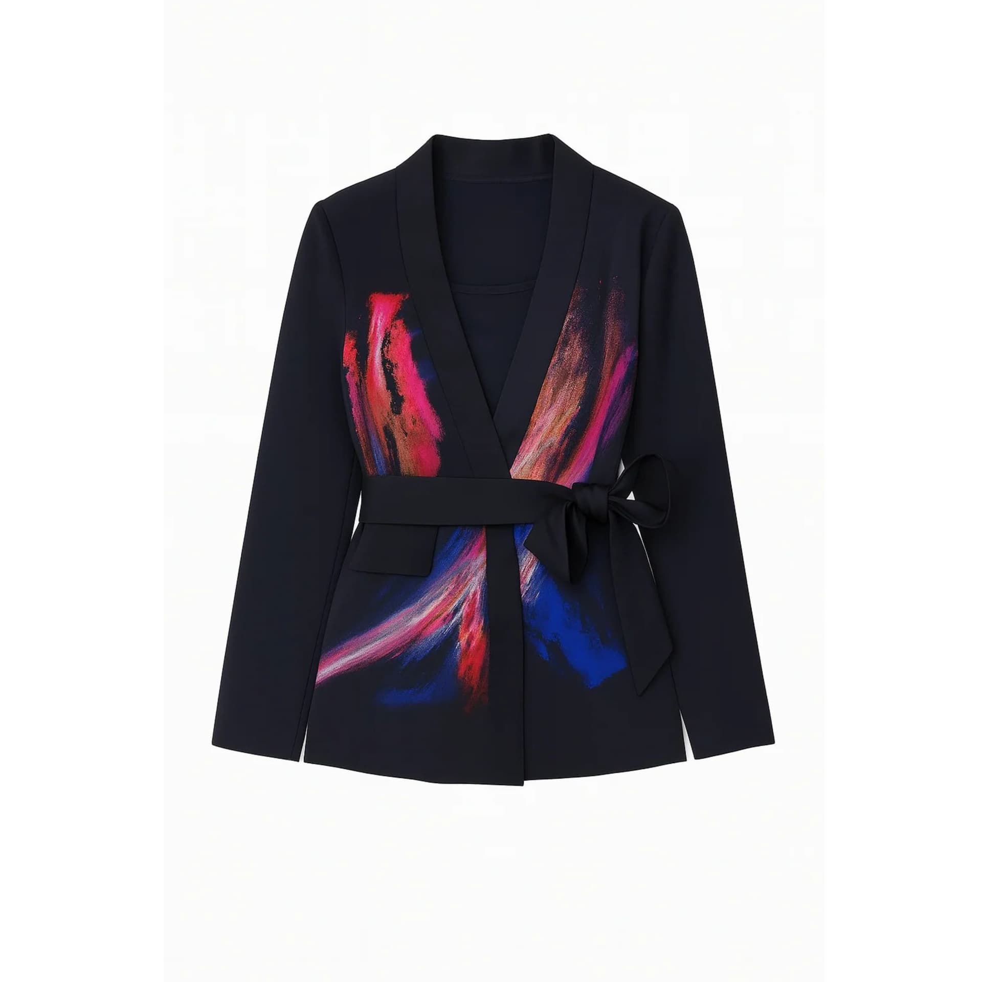 Zafur official Zafur official Women's Mayfair Blazer in Brushstroke Print/Caviar