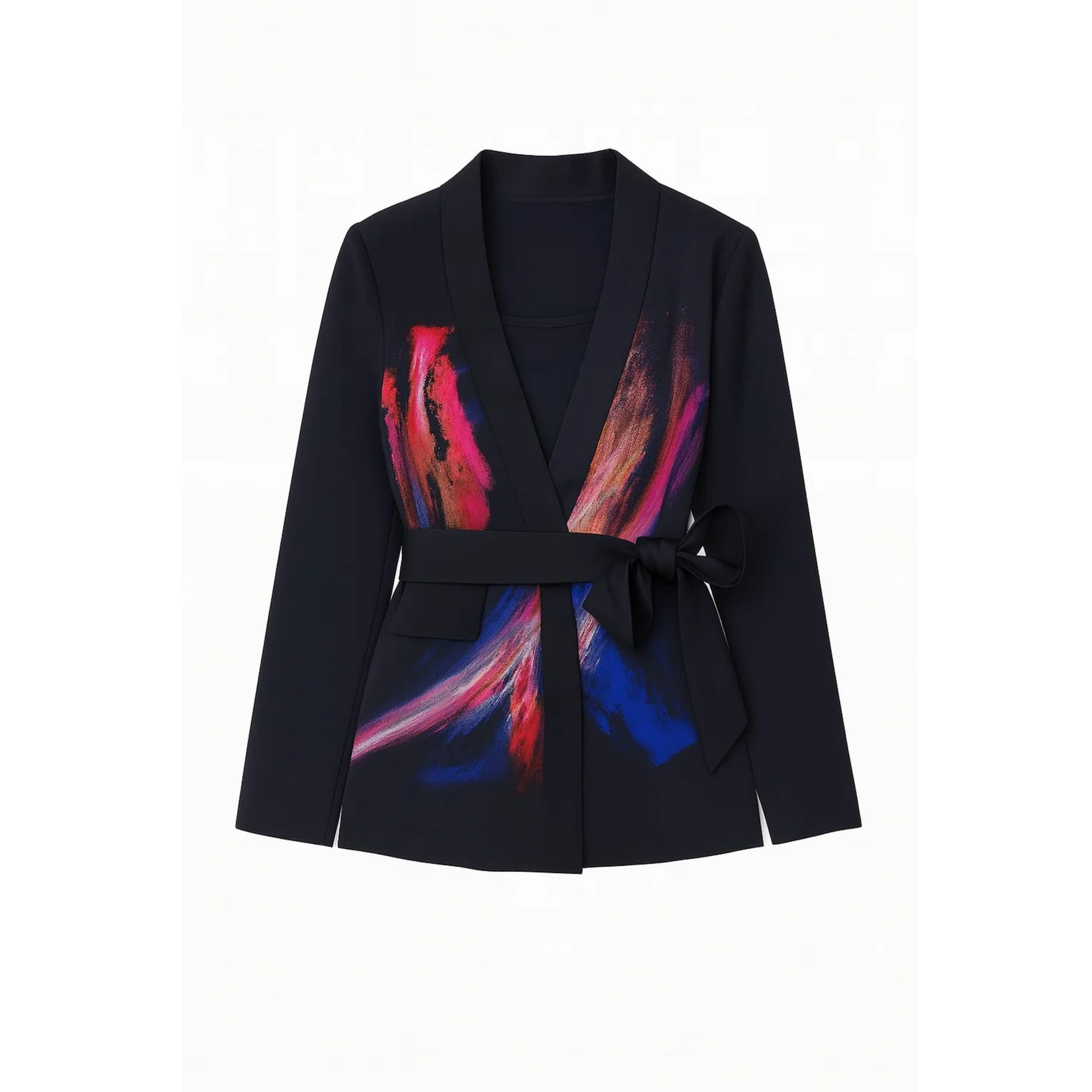 Zafur Official Women's Mayfair Blazer In Brushstroke Print/Caviar