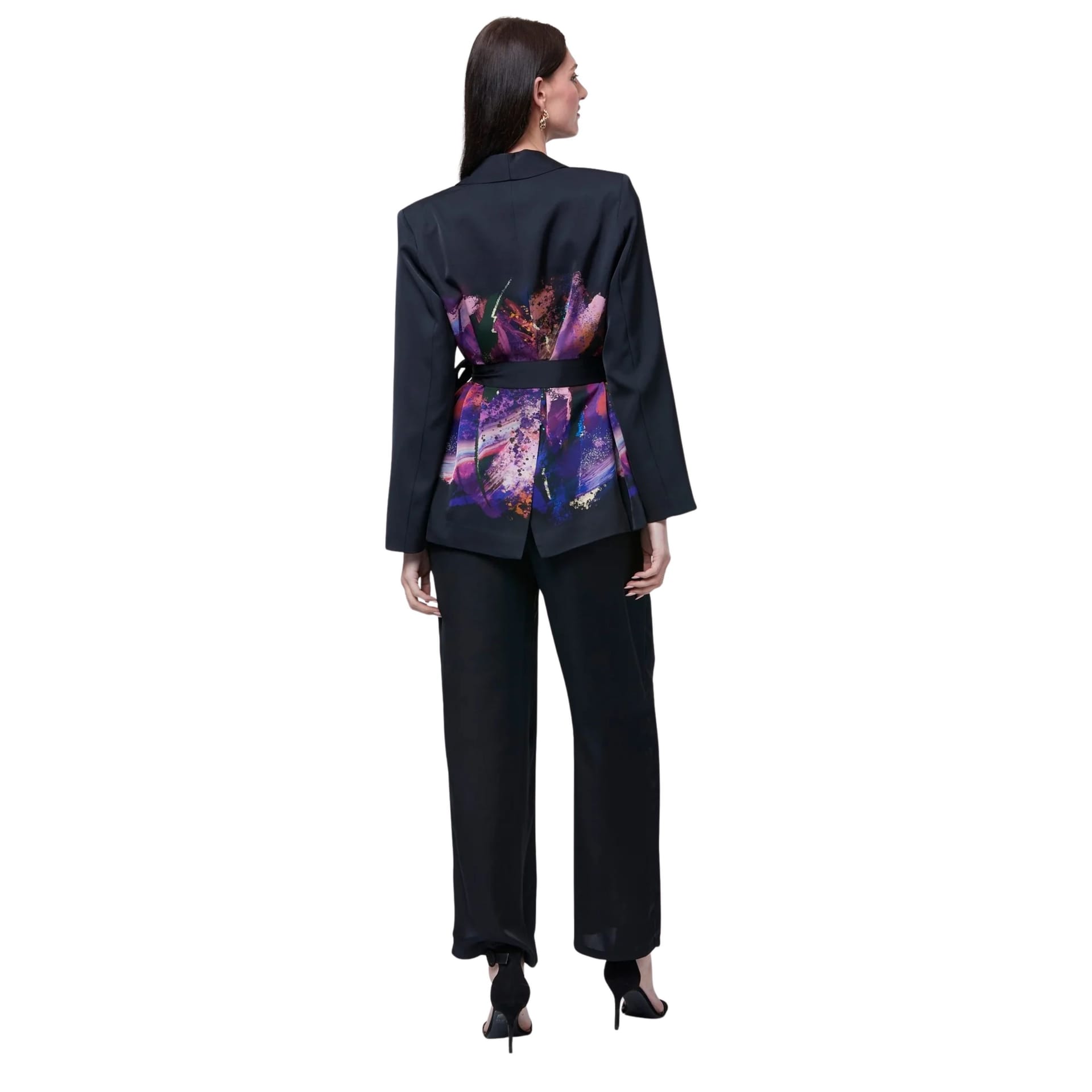 Zafur official Zafur official Women's Mayfair Blazer in Brushstroke Print/Caviar - 4