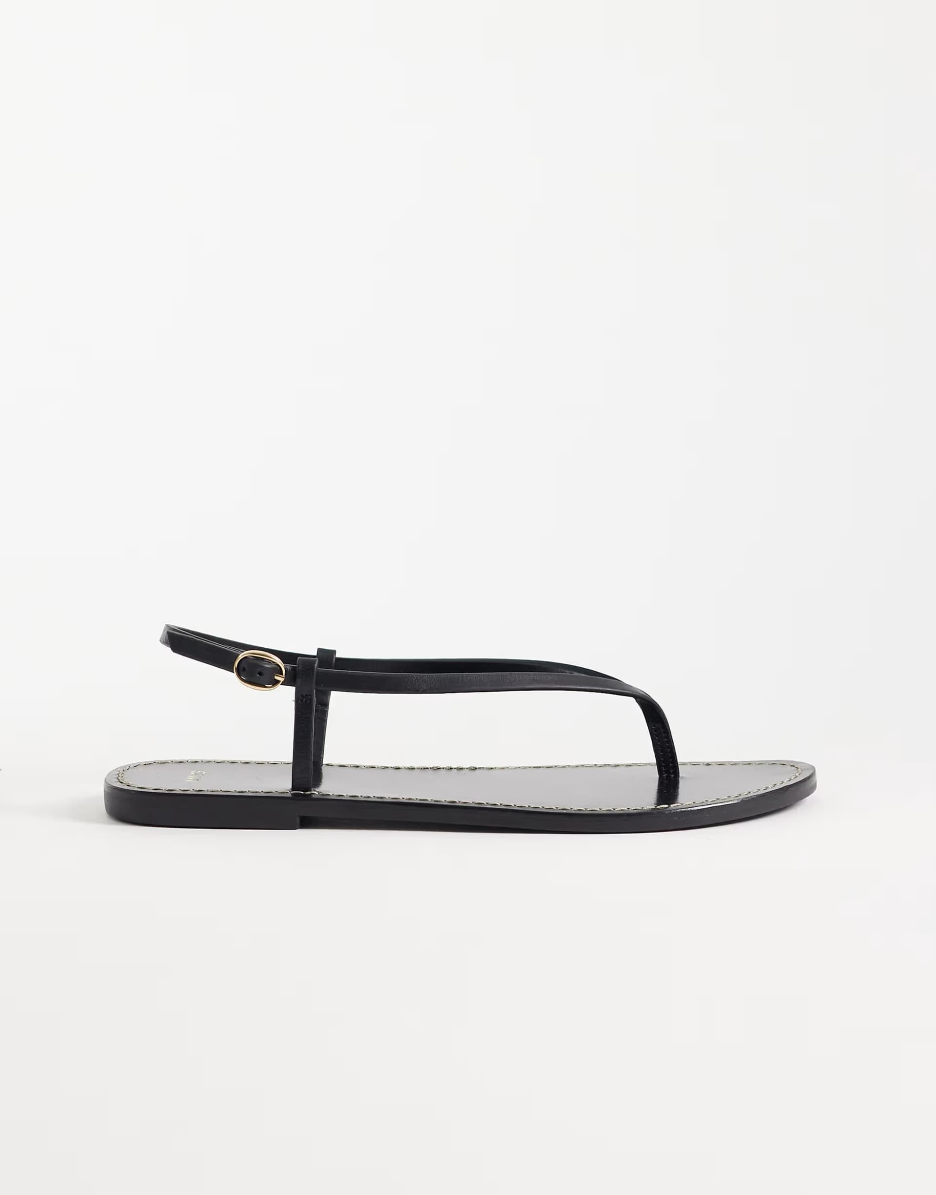 ASOS Mango 100% leather strappy flat sandal in black