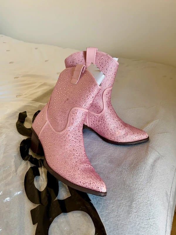 ASOS Pink Sequin Low Cowboy boots