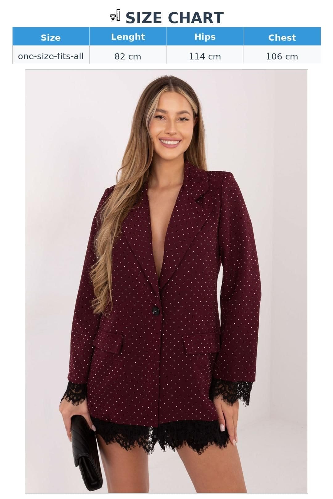 Love Lace Love Lace Women's Elegant Lace Trim Blazer with Jet Detail in Burgundy - 4