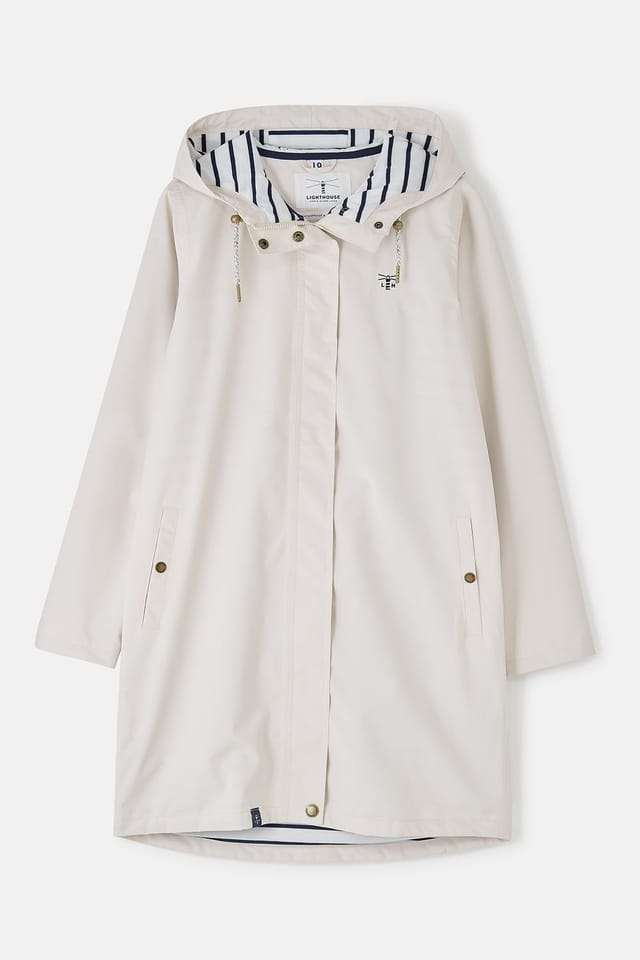 Lighthouse Clothing Lighthouse Clothing Women's Long Beachcomber Jacket Spring Summer Outdoor Coat in Cream - 2