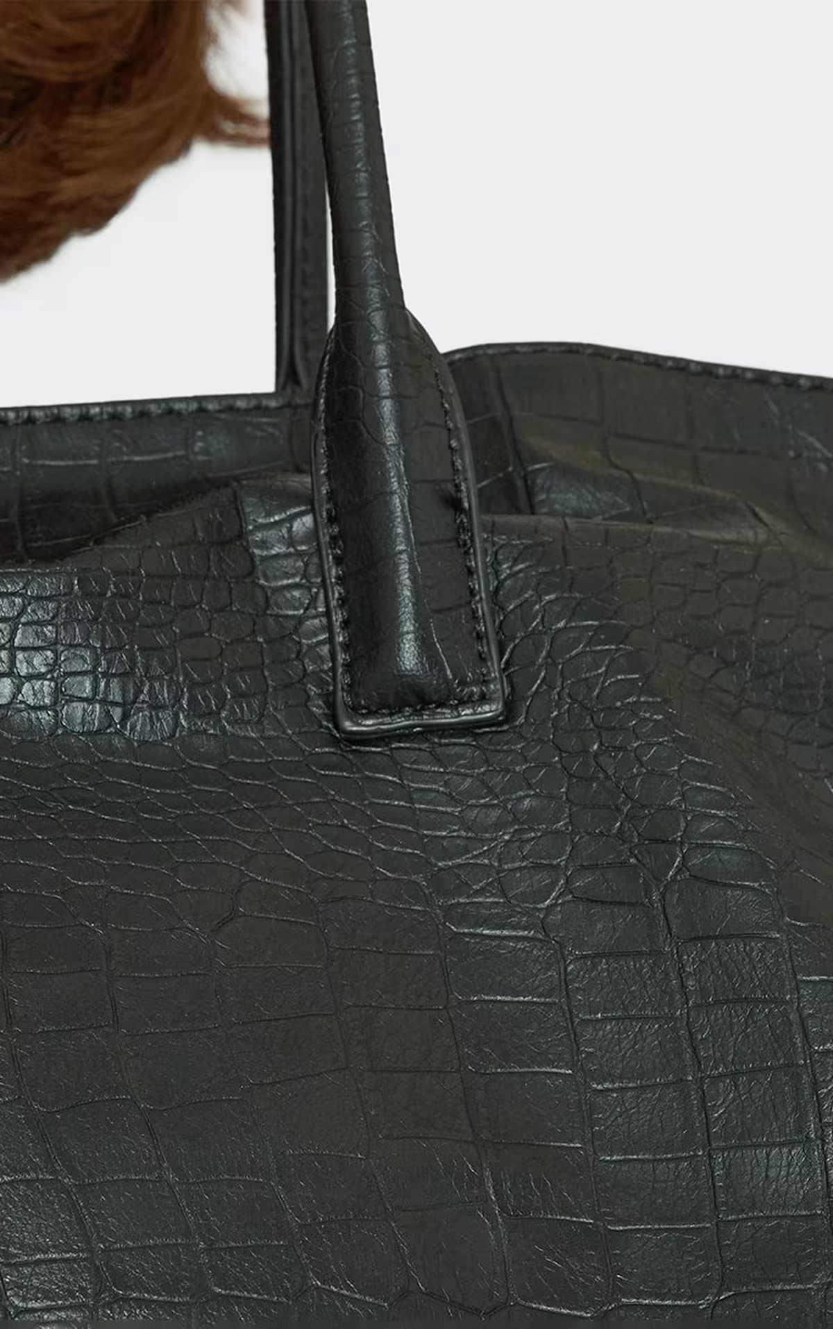 EGO Ellery Woven Detail Oversized Shoulder Bag In Black Faux Leather, Women's Size UK 0