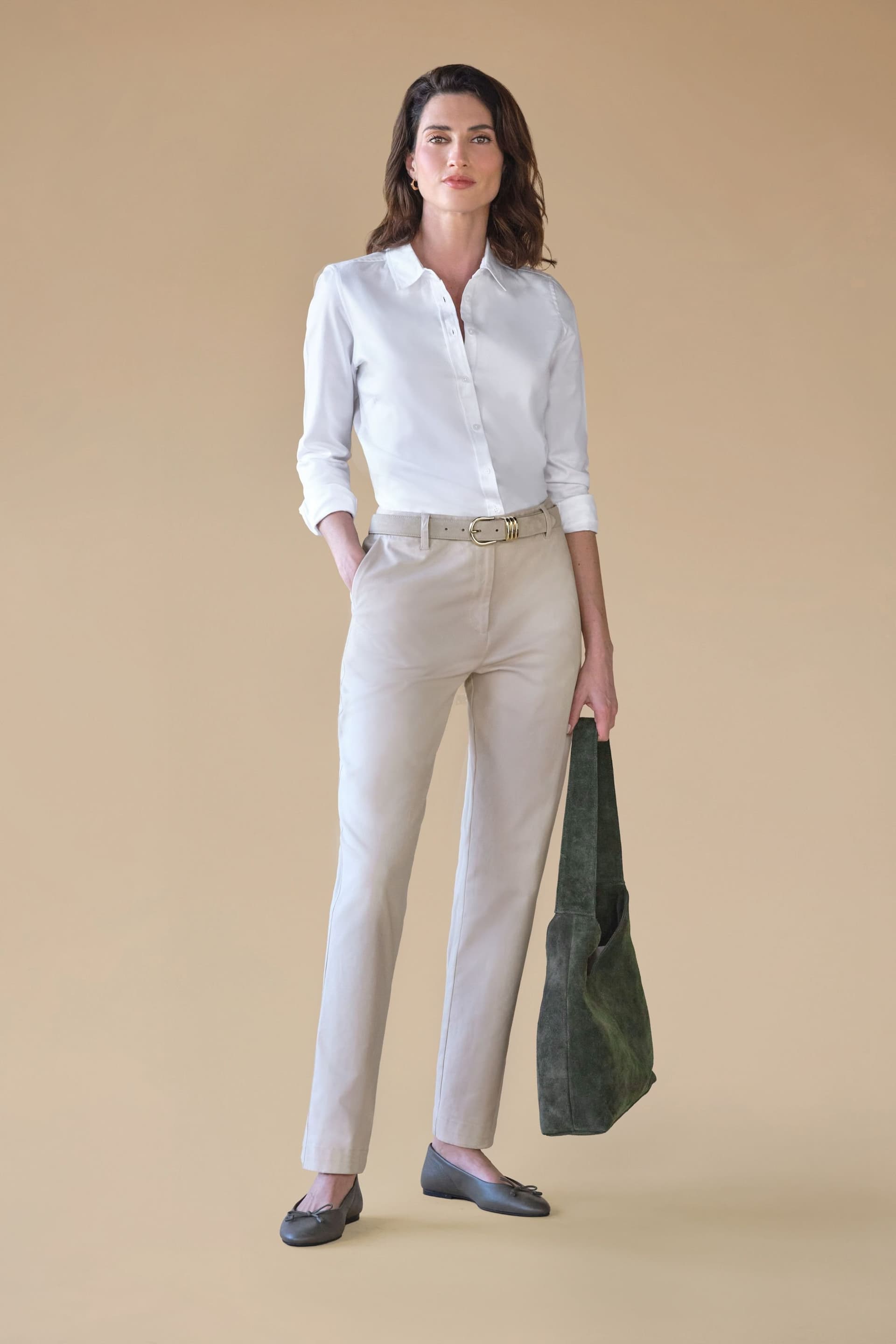 Pure Collection Pure Collection Women's Pure Premium Cotton Trouser in Stone