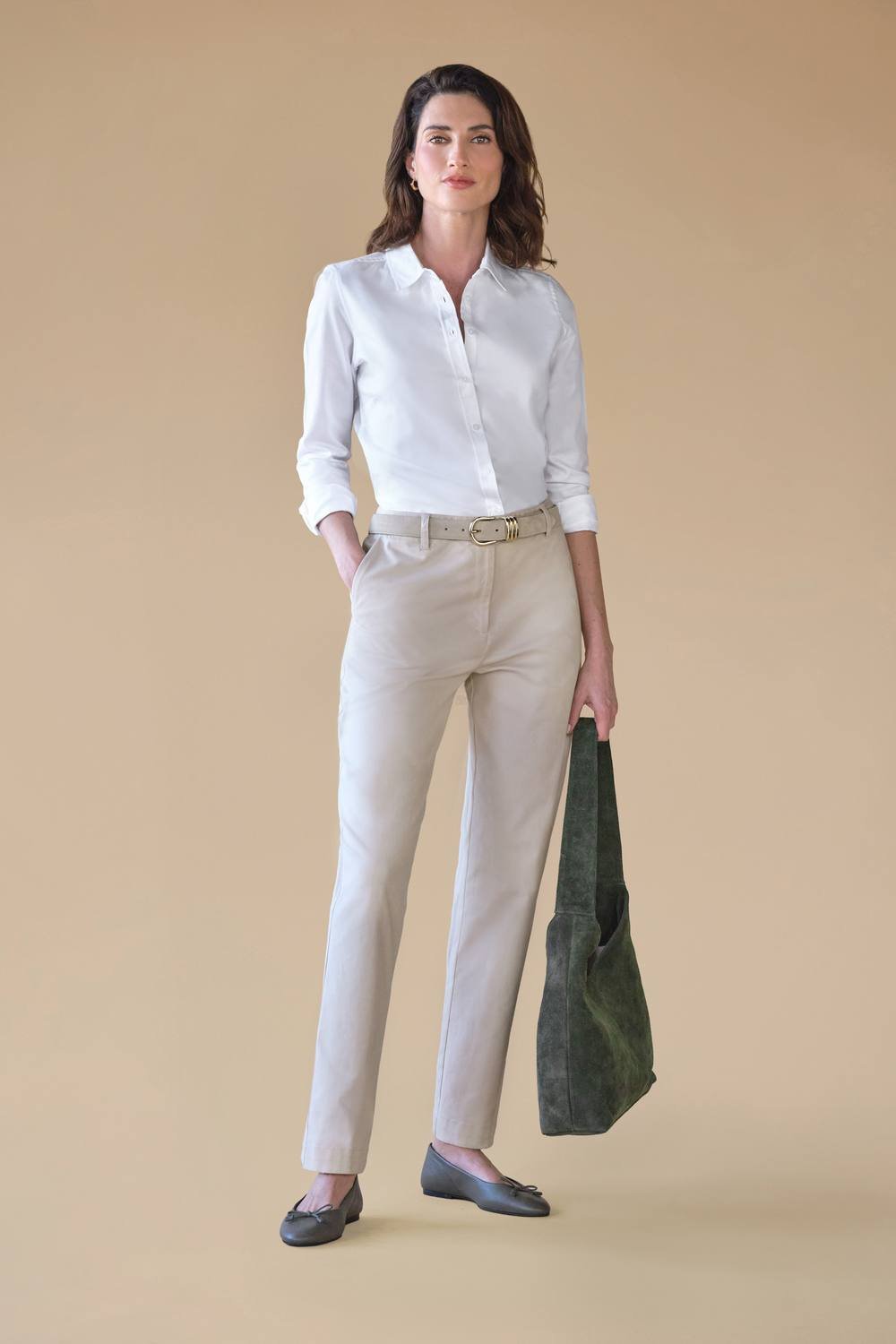 Pure Collection Pure Collection Women's Pure Premium Cotton Trouser in Stone - 3