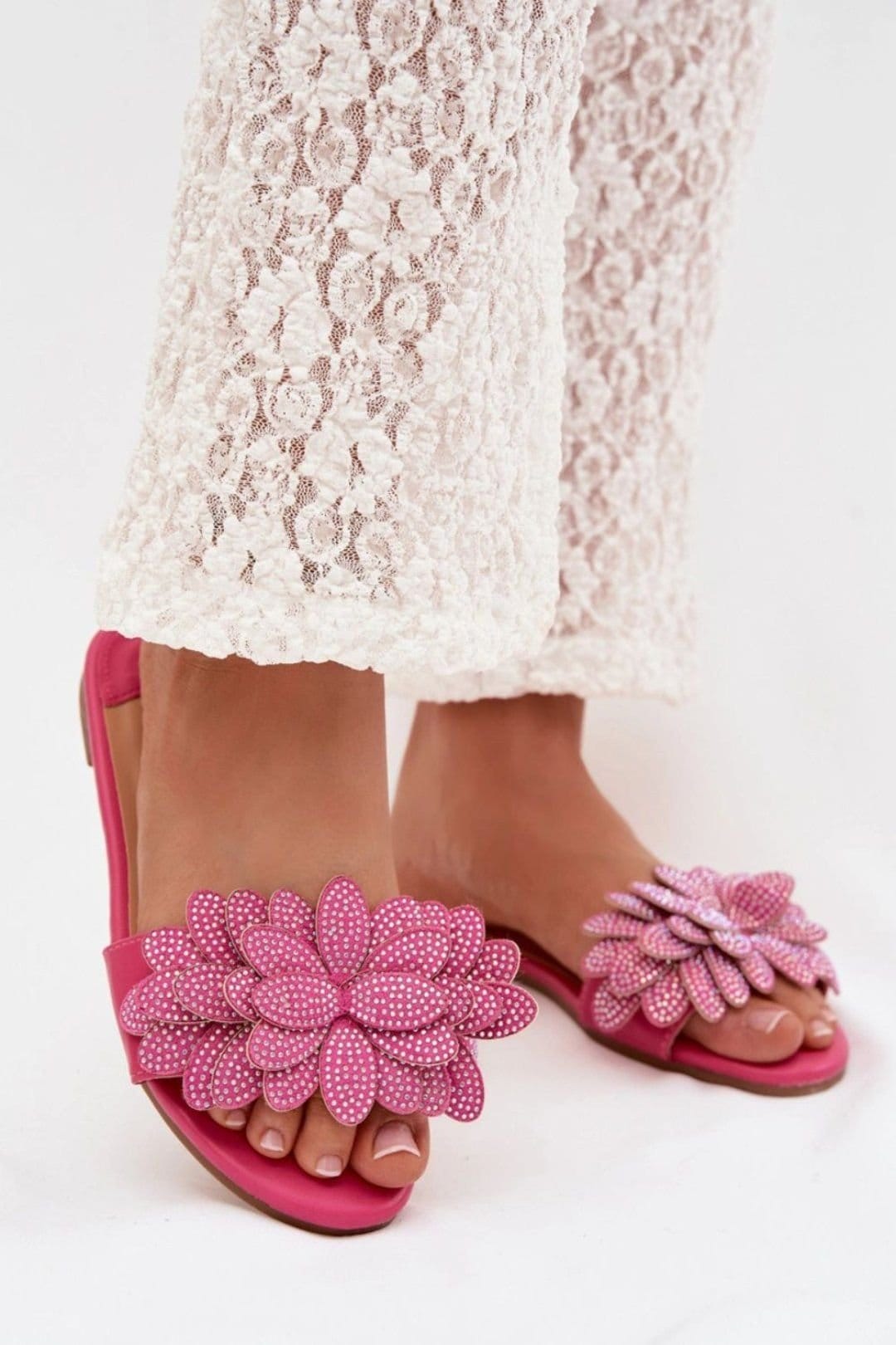 Love Lace Love Lace Women's Comfort Flat Sole Sandals with Decorative Front Flip Flops in Pink - 4