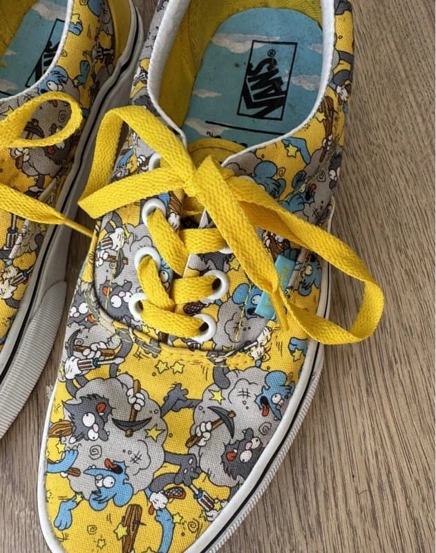 Vans Rare Vans x The Simpsons Itchy & Scratchy Trainers UK 4 Yellow Y2K Cartoon Sneakers