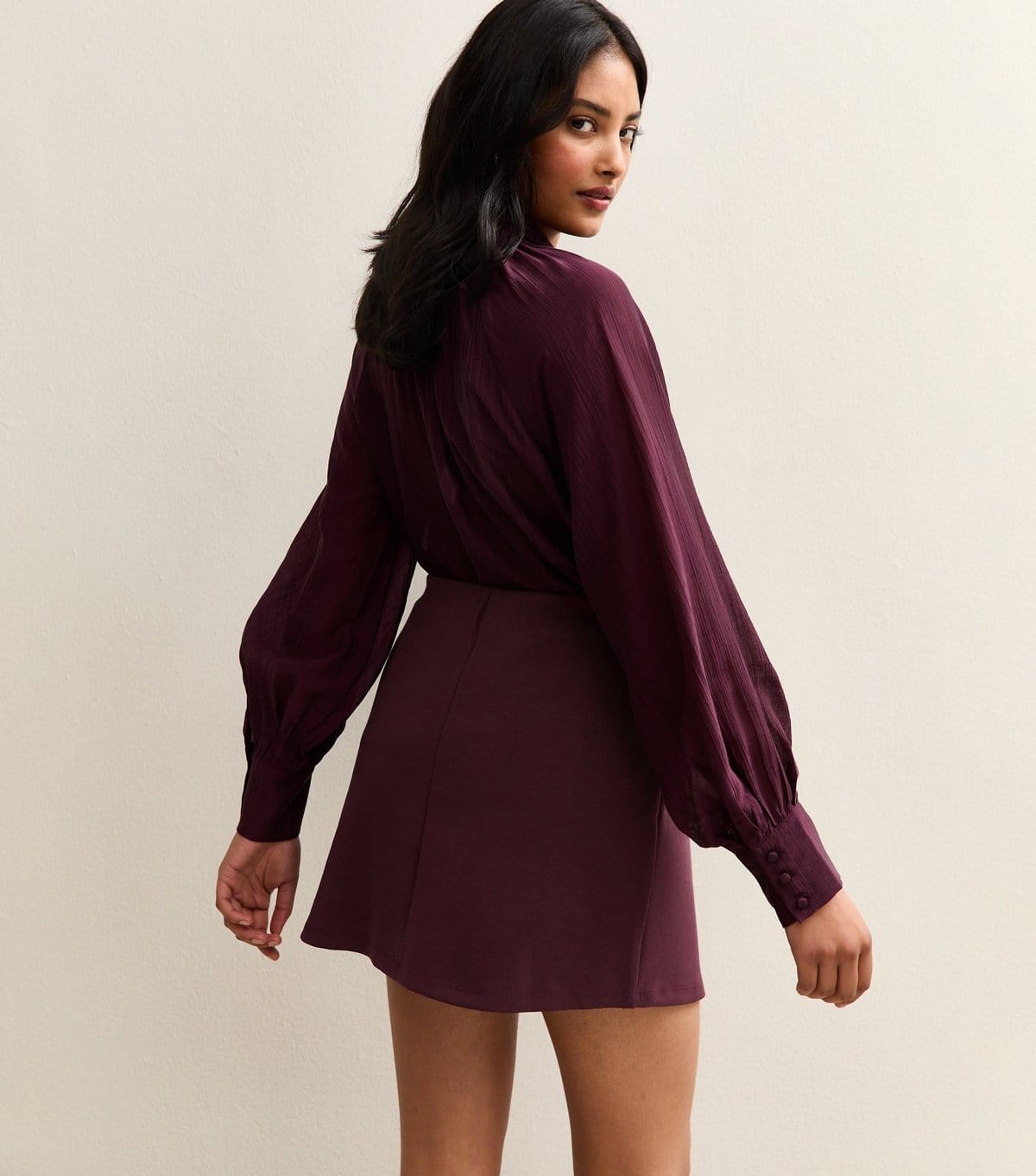 New Look Women's Dark Burgundy A Line Mini Skirt New Look - 4