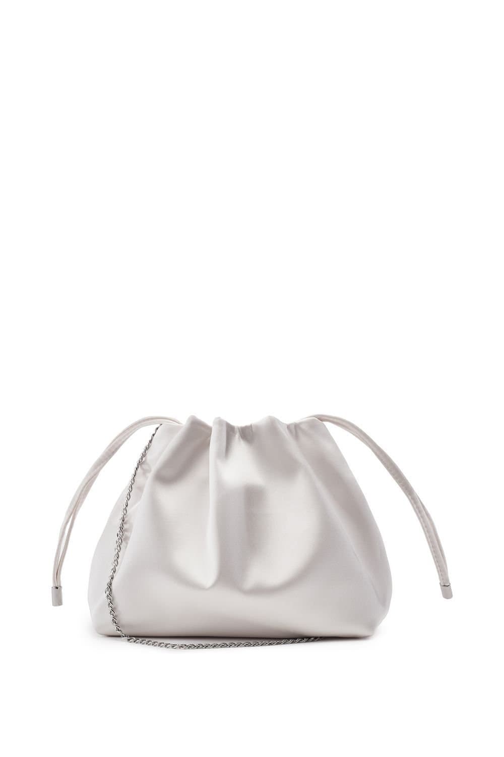 Moda In Pelle Moda In Pelle Off-White Satin Shoulder Bag