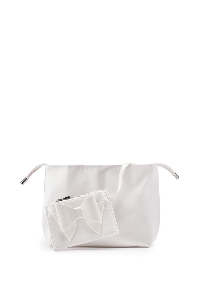 Moda In Pelle Moda In Pelle Women's 'Lotty Bag' Satin Shoulder Bag in Off-White - 2
