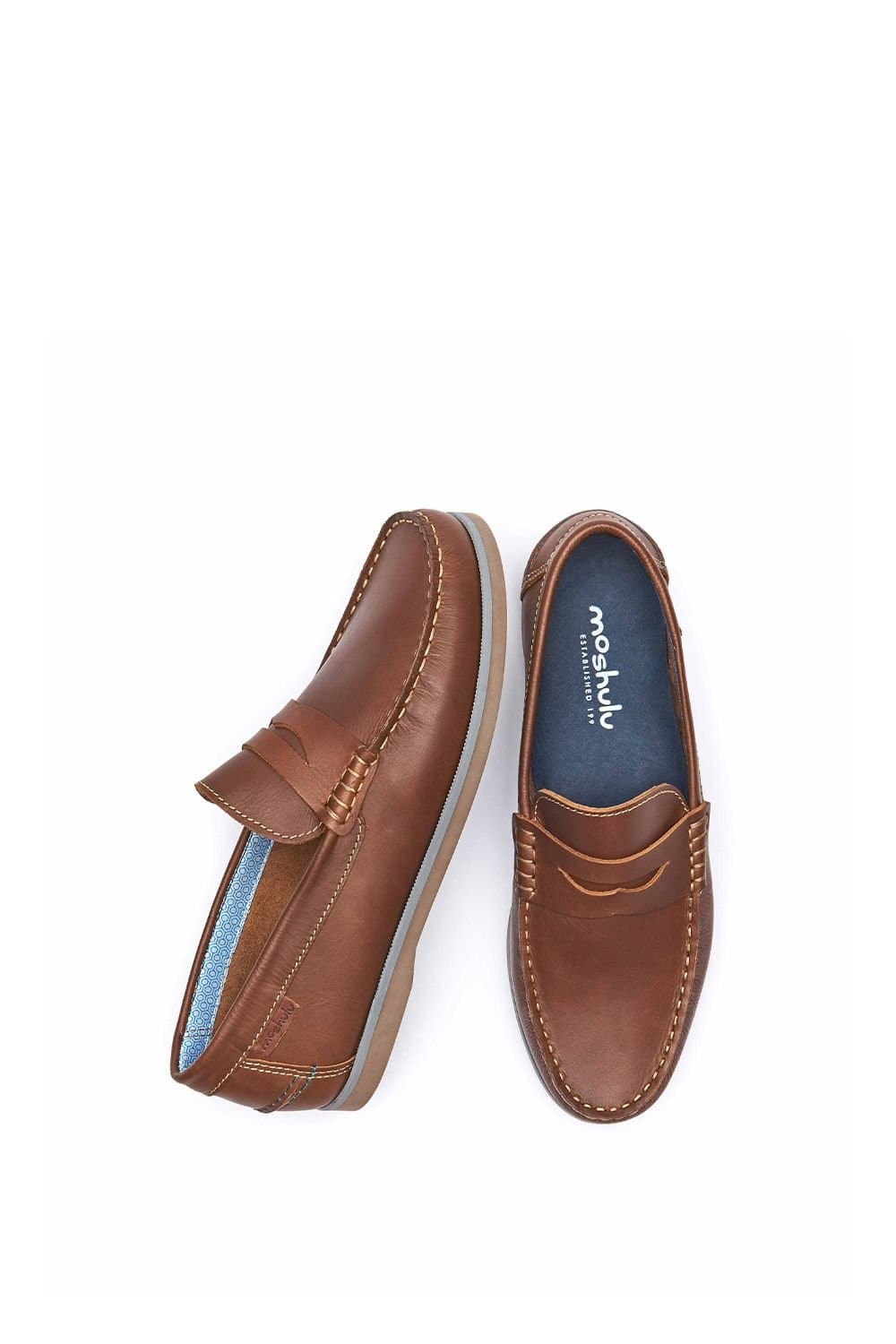 Moshulu Moshulu Brown Leather Loafers For Men