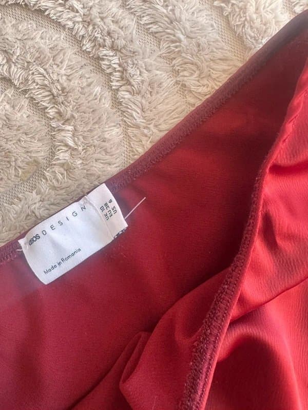 ASOS ASOS Design burgundy satin midi skirt size 10