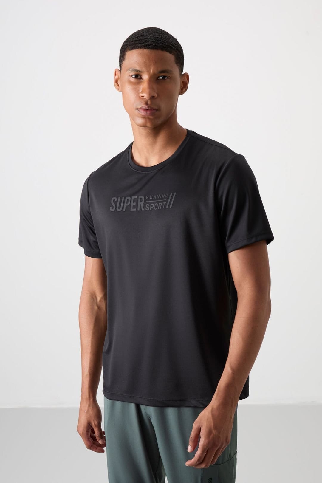 Tommy Life Men's Black Printed Crew Neck T-Shirt
