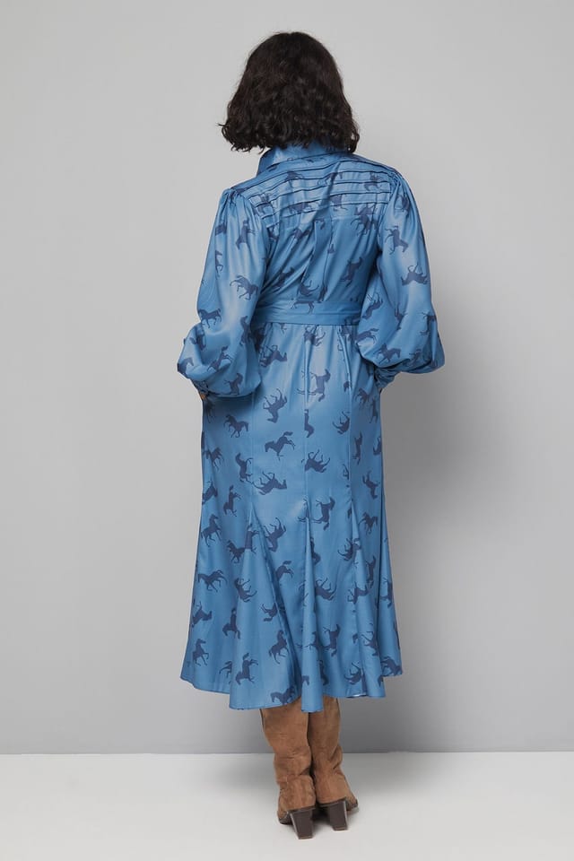 Wallis Wallis Women's Printed Pleat Detail Shirt Dress in Blue - 3