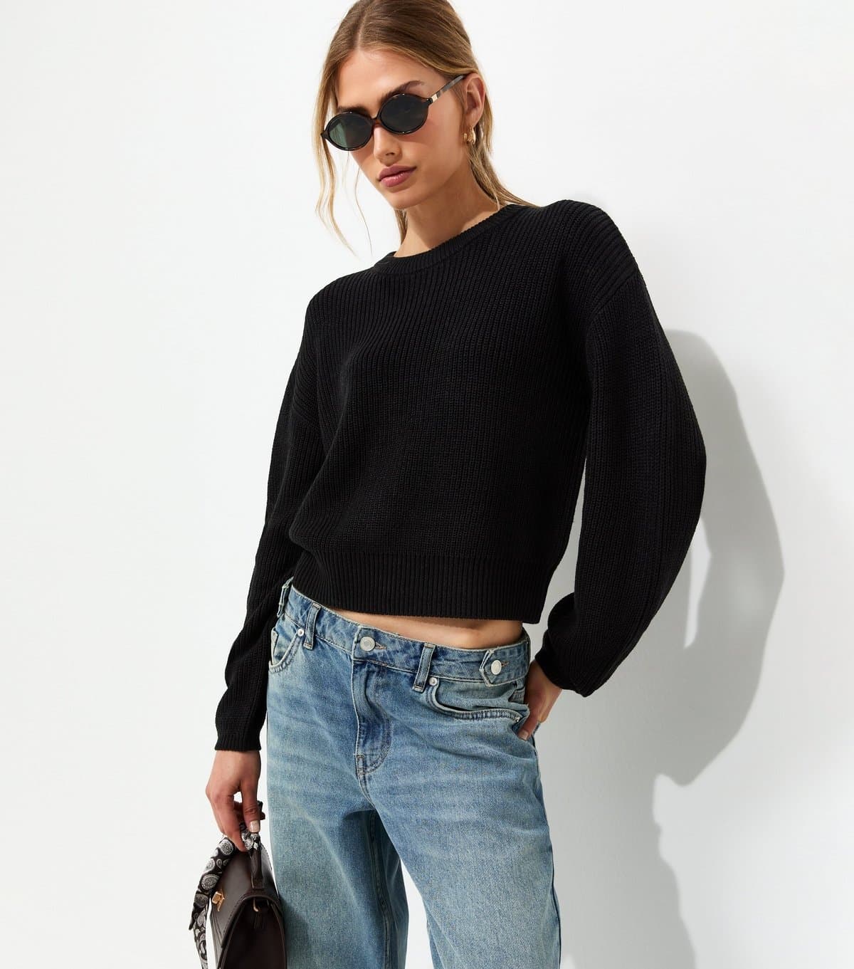 New Look New Look Black Ribbed Knit Meet The Jean Jumper