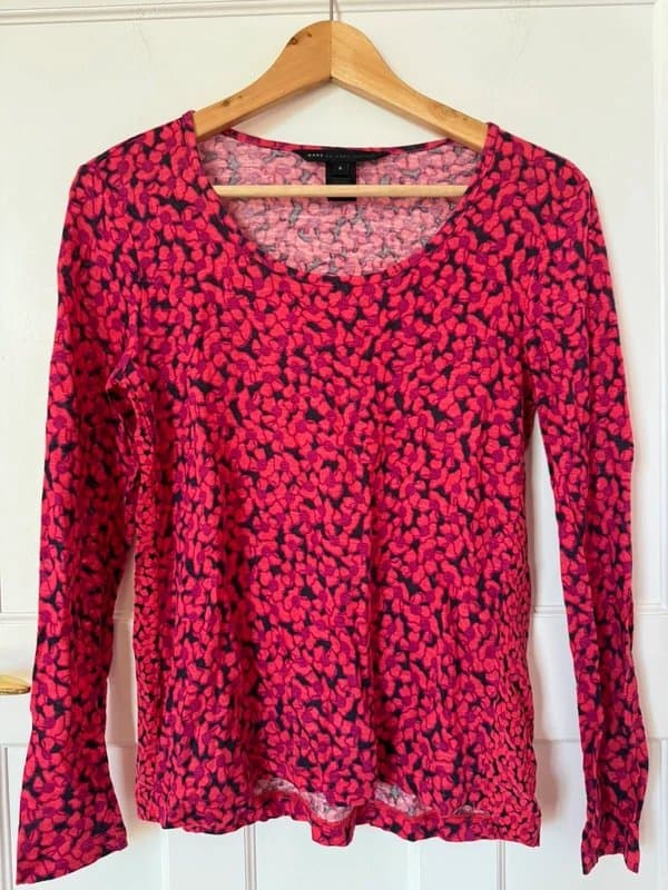 Marc Jacobs Marc Jacobs long sleeved pink print top size small linen and silk