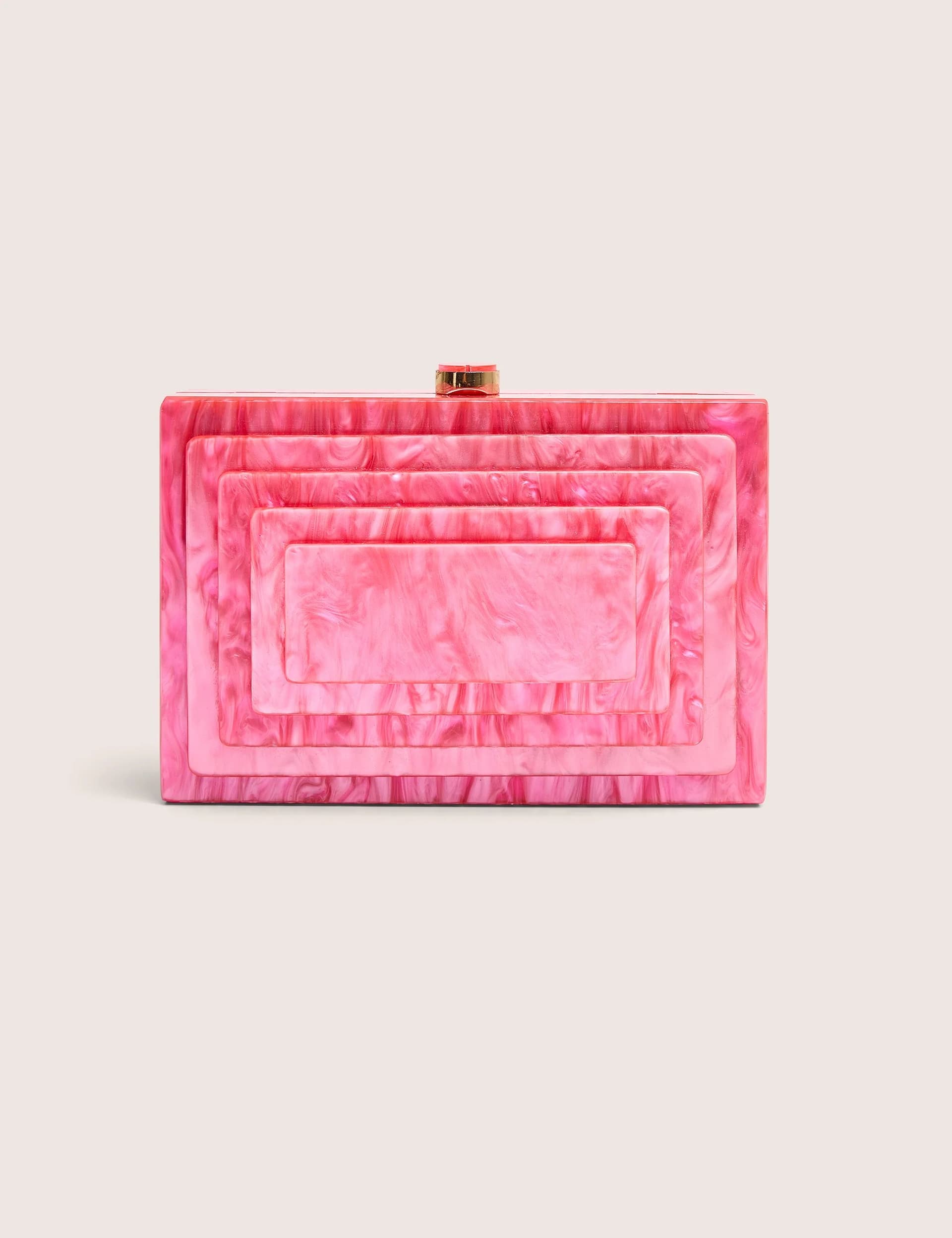 Public Desire Public Desire Pink Marble Resin Rectangle Clutch Bag