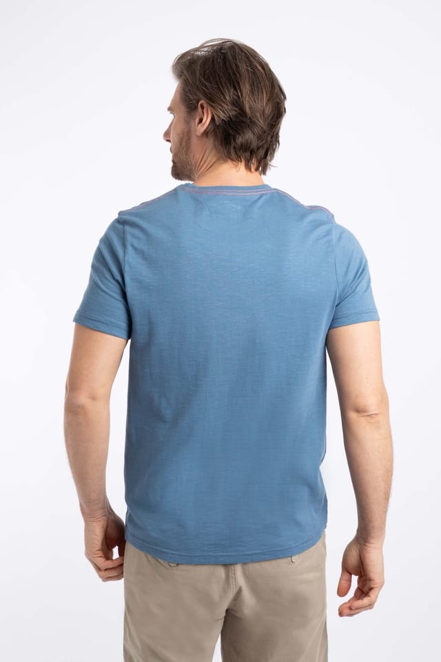 Weird Fish Weird Fish Men's Cody Printed Stripe T-Shirt in Mid Blue - 3