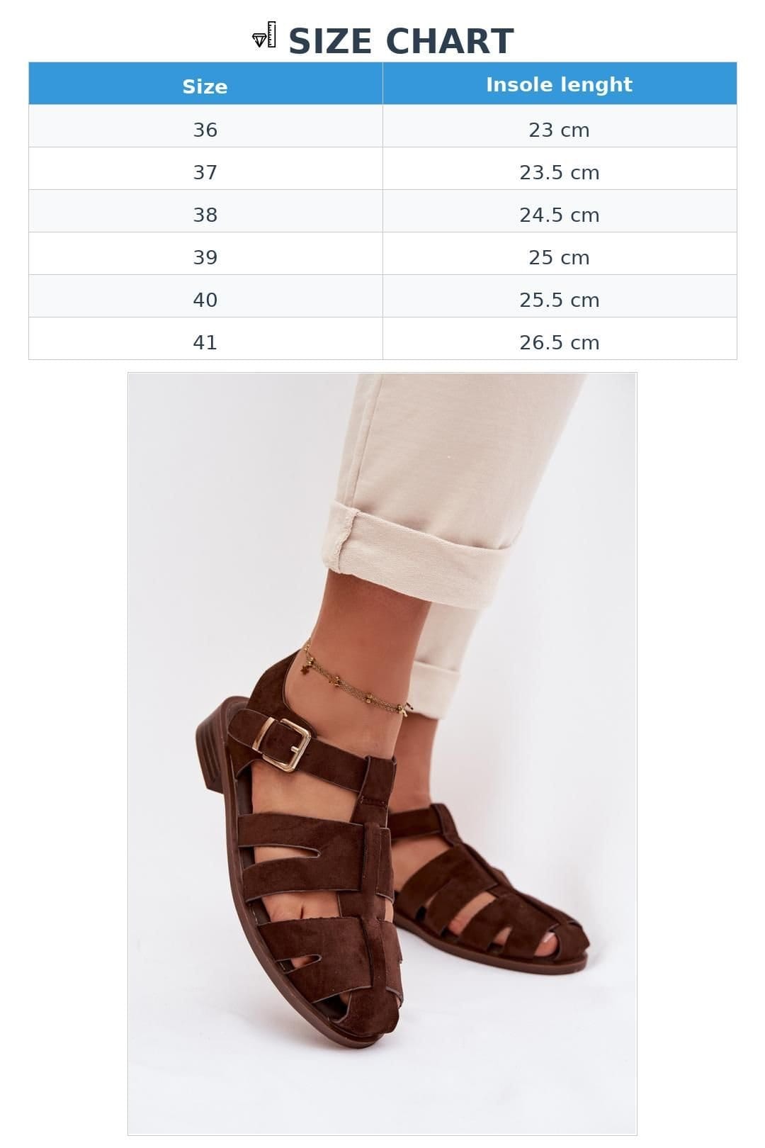 Love Lace Love Lace Women's Roman Style Flat Sandals Adjustable Strap Gold Buckle Summer in Brown - 4