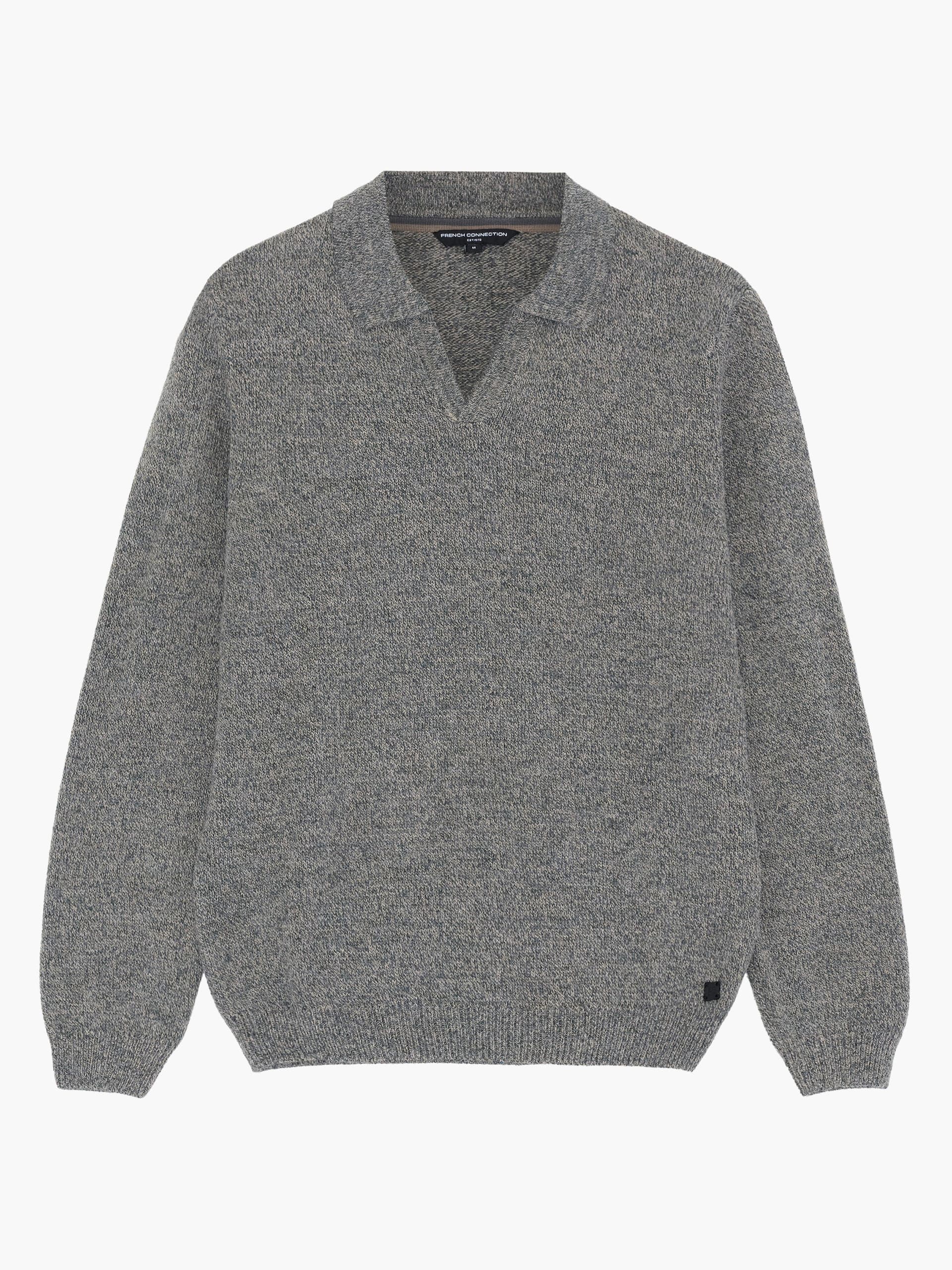 French Connection Taupe Soft Knit Trophy Polo Jumper Taupe Melange
