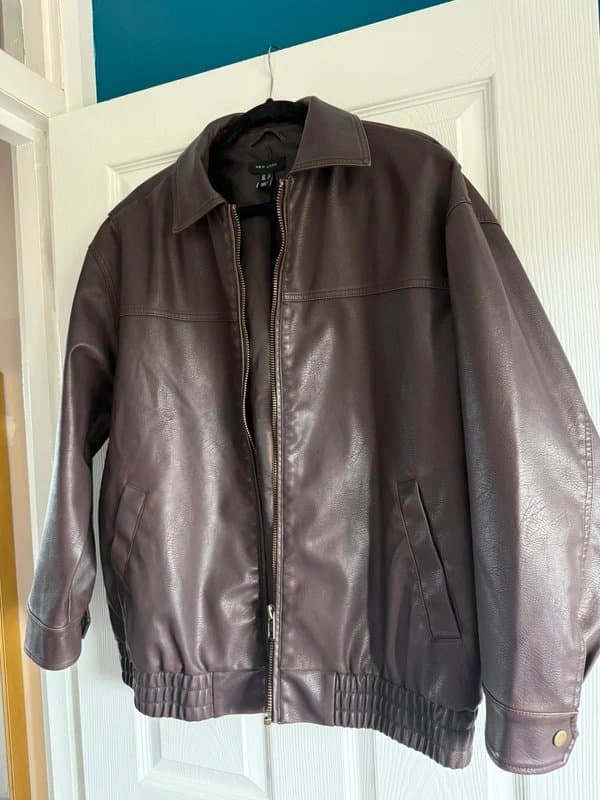 New Look New Look Size 12 Oversized Leather Bomber Jacket