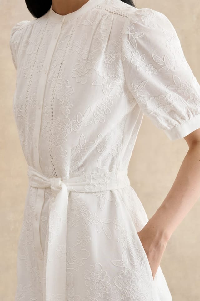 Hobbs London Hobbs London Women's Amani Short Sleeve Midi Dress in Natural White - 3