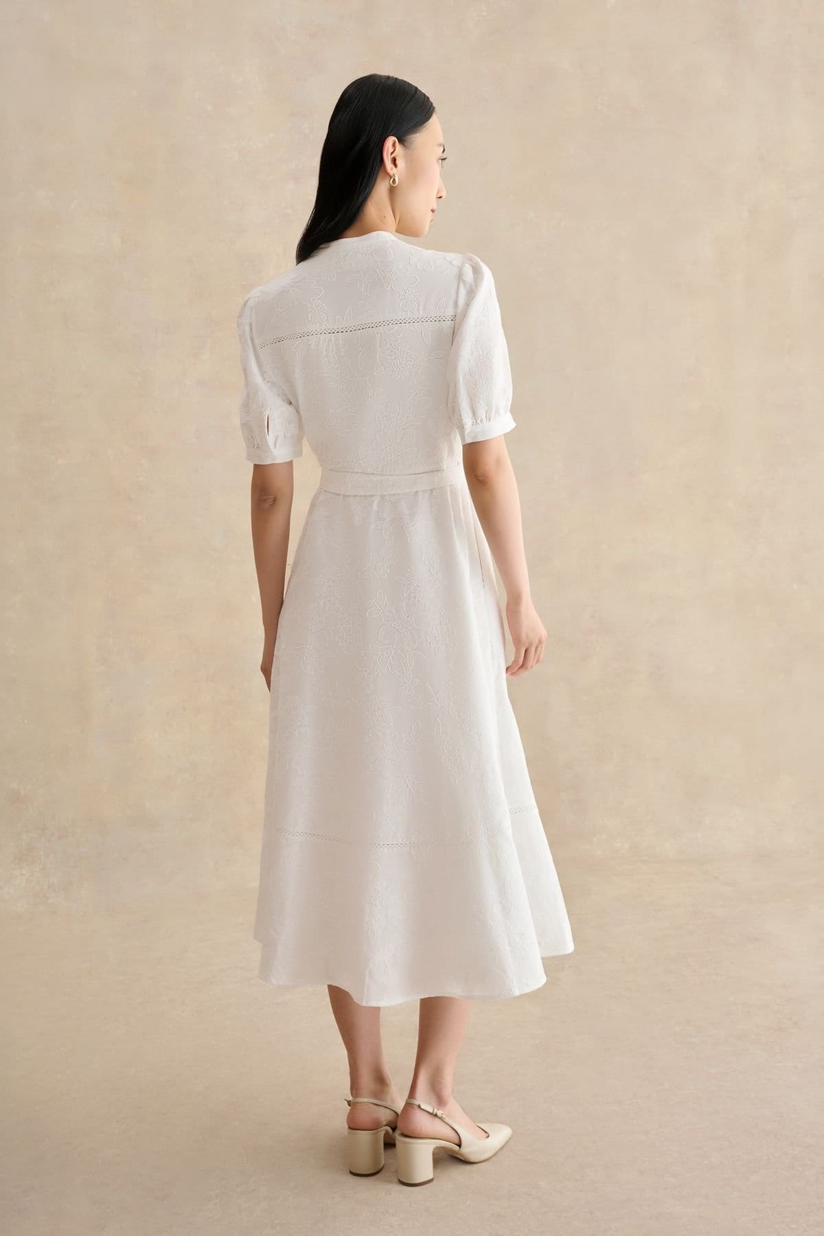 Hobbs London Hobbs London Women's Amani Short Sleeve Midi Dress in Natural White - 4