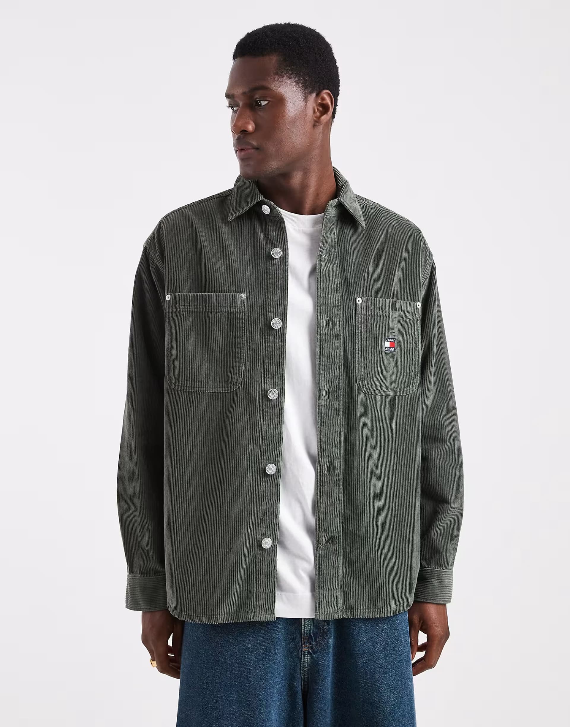ASOS Tommy Jeans relaxed cord shirt in khaki green