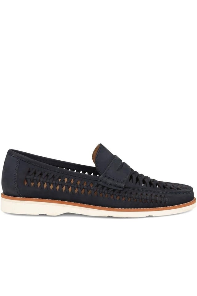 Jones Bootmaker Jones Bootmaker Men's Riptide Leather Moccasins in Navy - 2