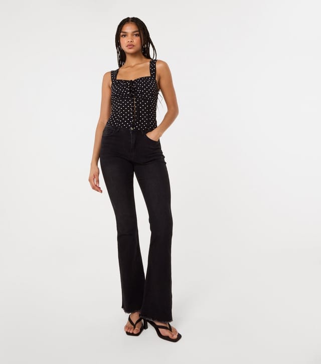 Pink Vanilla Women's Black Polka Dot Corset Top Pink Vanilla New Look - 2
