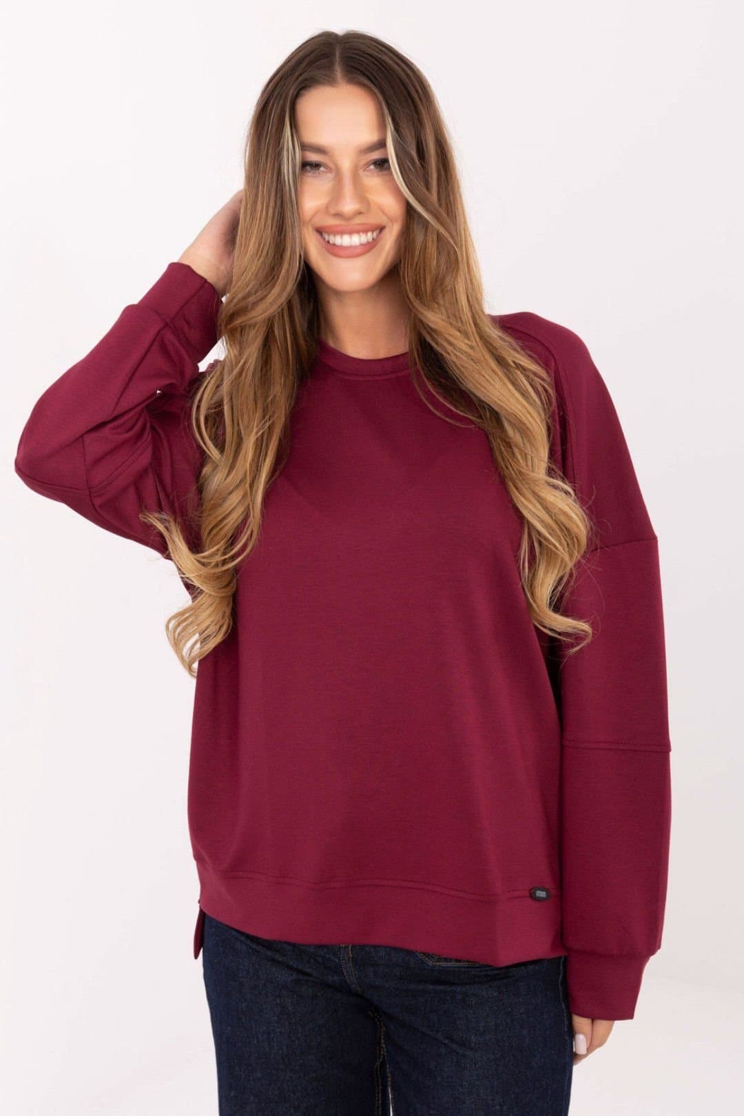 Love Lace Love Lace Burgundy Viscose/Elastane Sweatshirt
