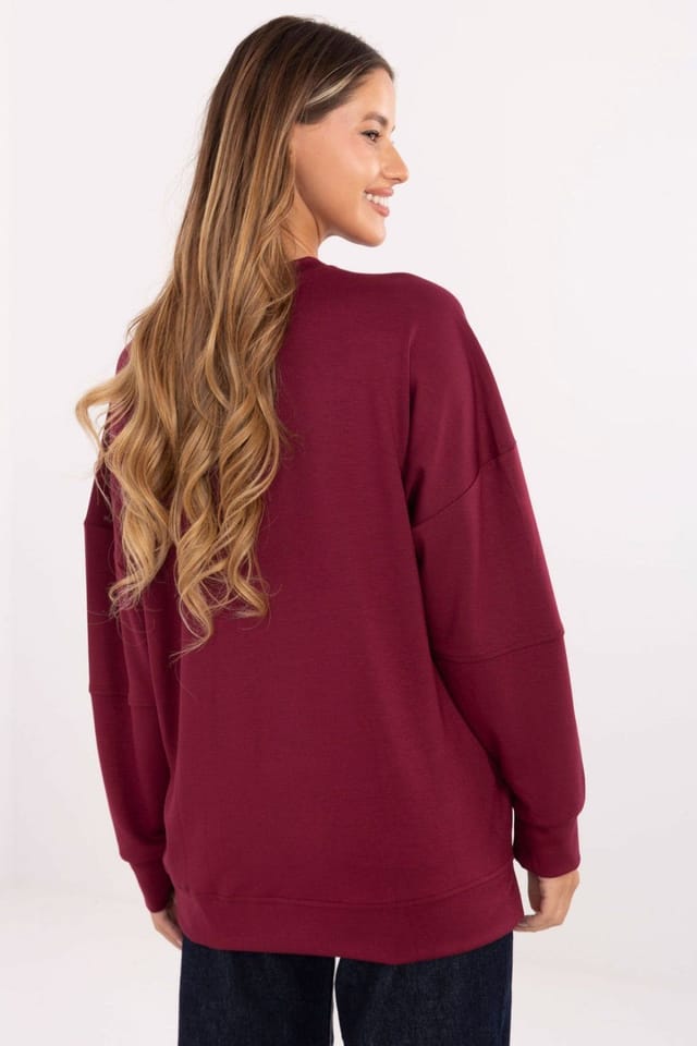 Love Lace Love Lace Women's Buttery Soft Viscose Elastane Sweatshirt in Burgundy - 3