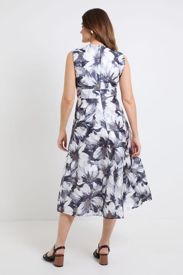 Wallis Wallis Women's Floral Burnout Sleeveless Midi Dress in Navy - 3