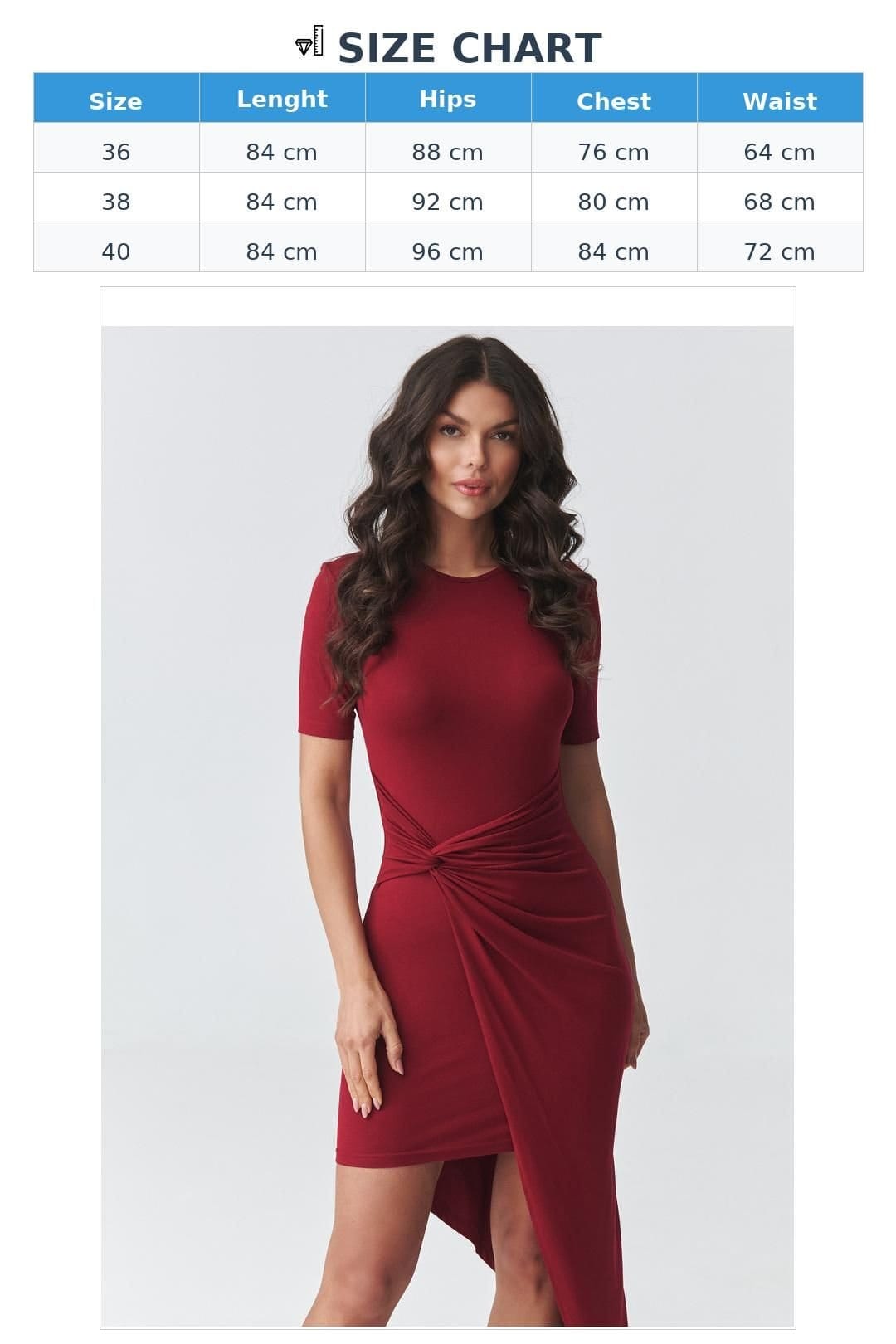 Love Lace Love Lace Women's Macadamia Asymmetrical Gathered Waist Dress in Red - 4