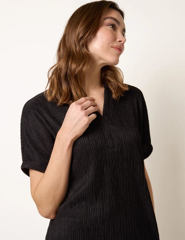 Blue Vanilla Grandad Collar Oversized Top - 3