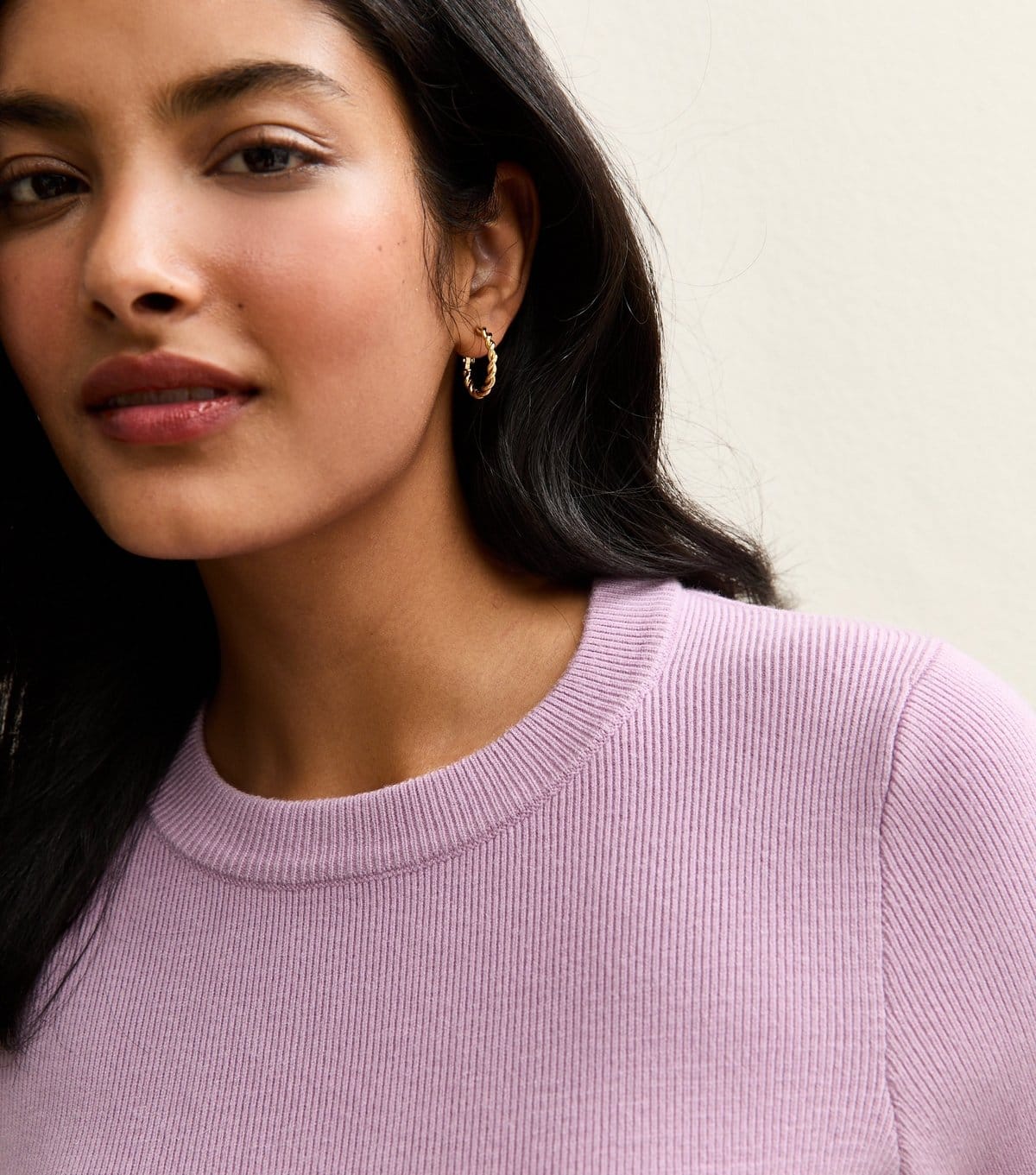 New Look Lilac Ribbed Knit Crew Neck Jumper